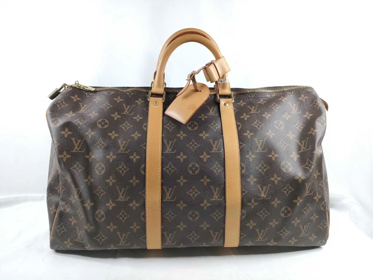 路易威登字母组合 PH-Louis Vuitton 字母组合 Keepall 50 个手提包 棕色帆布 M 波士顿包
