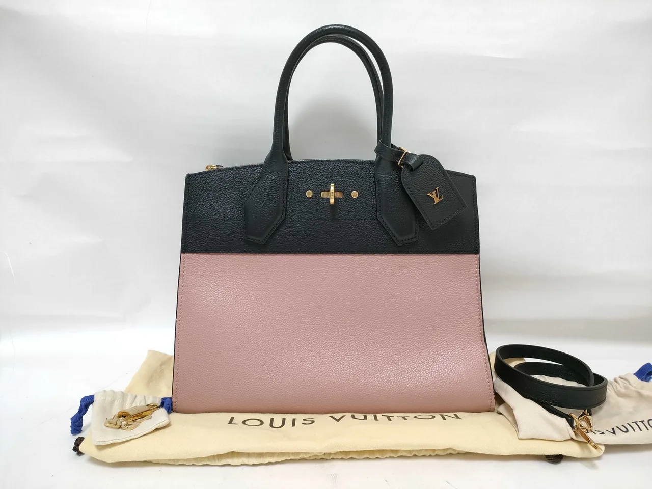 路易威登 威登 Taurillon City 蒸汽包 MM M53019 粉色 x 黑色 DU3108 手提包