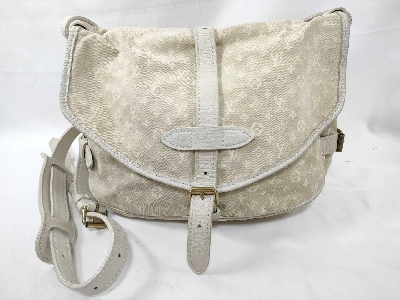 路易威登Monogram Mini SG-Louis Vuitton Monogram Mini Lin Saumur M95314 MB0017 白色单肩包