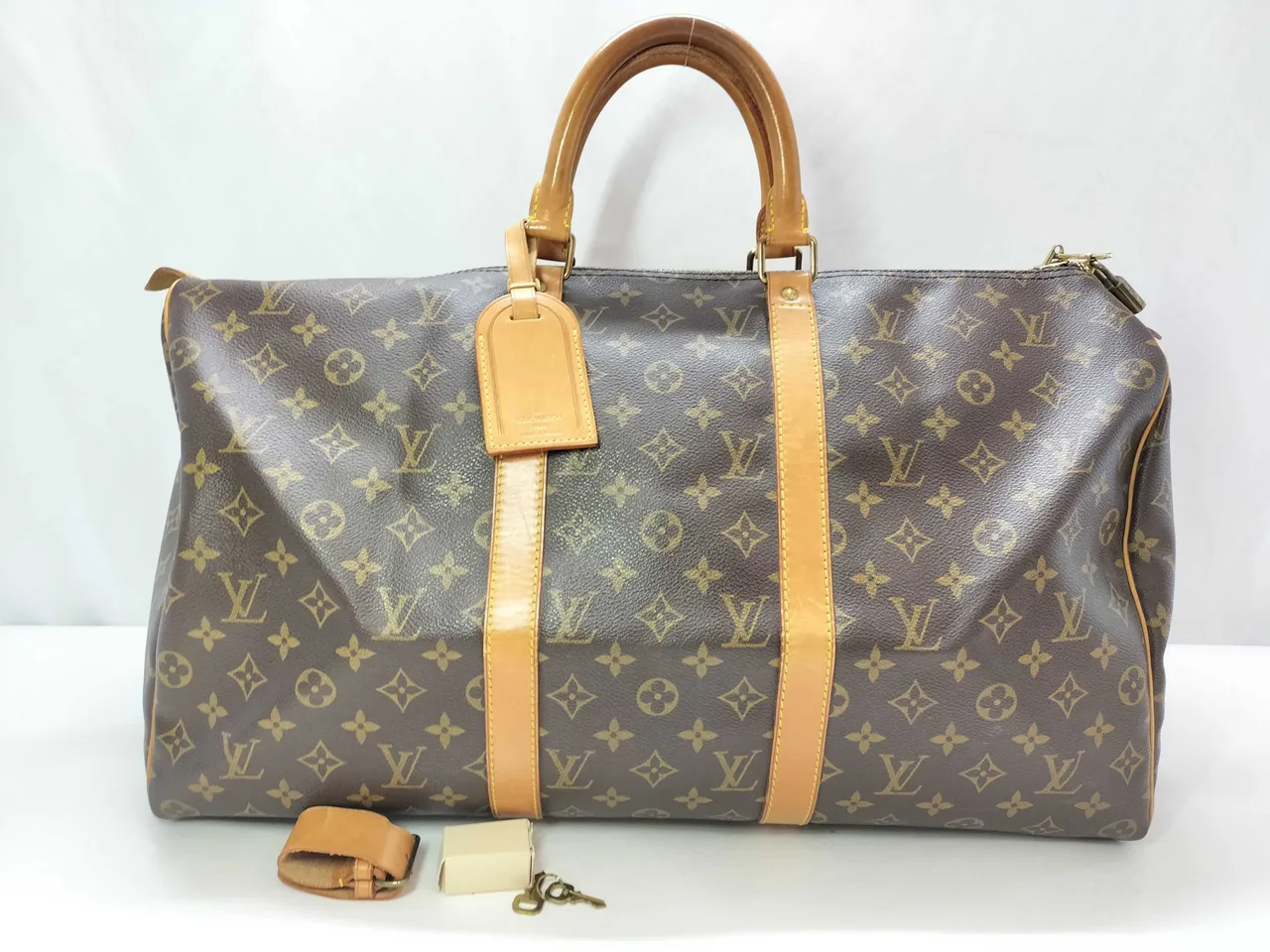 路易威登字母组合 Vuitton 字母组合钥匙杆 50 M41426 棕色波士顿包