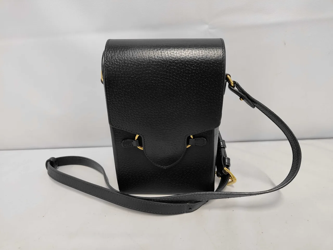 GUCCI 马嚼子 1955 732302 黑色皮革单肩包