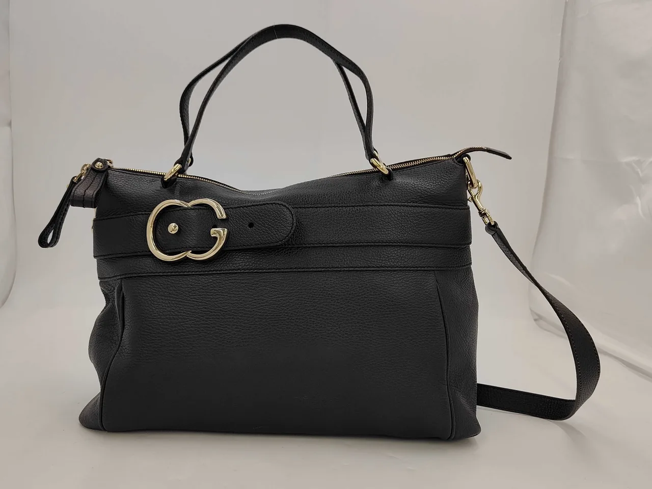 GUCCI 双G皮革双向单肩包棕色336662带肩包