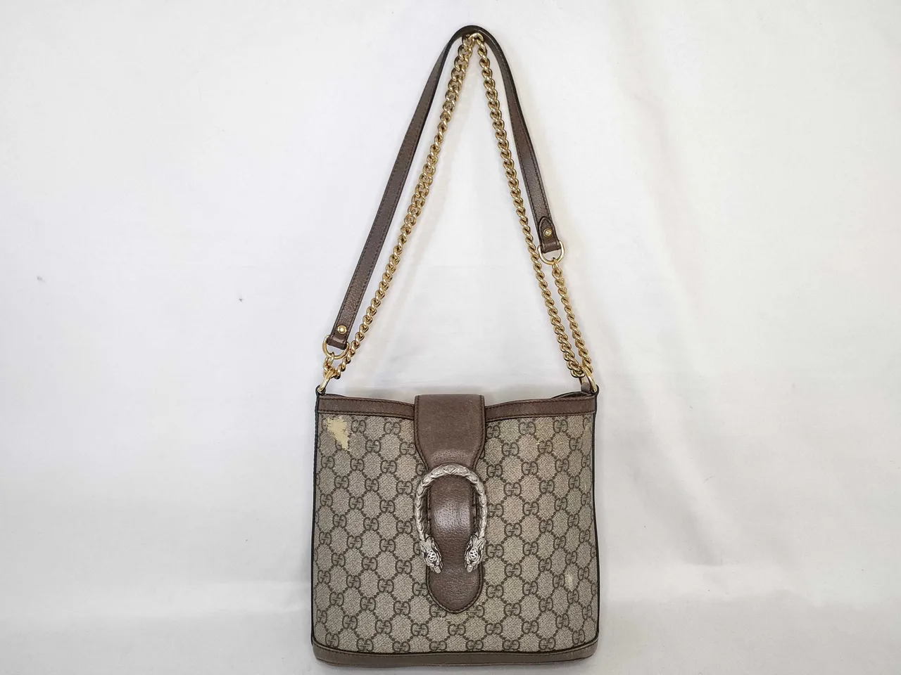 GUCCI GG Supreme 499622 GG Supreme Duonysus 链条肩膀虎头包