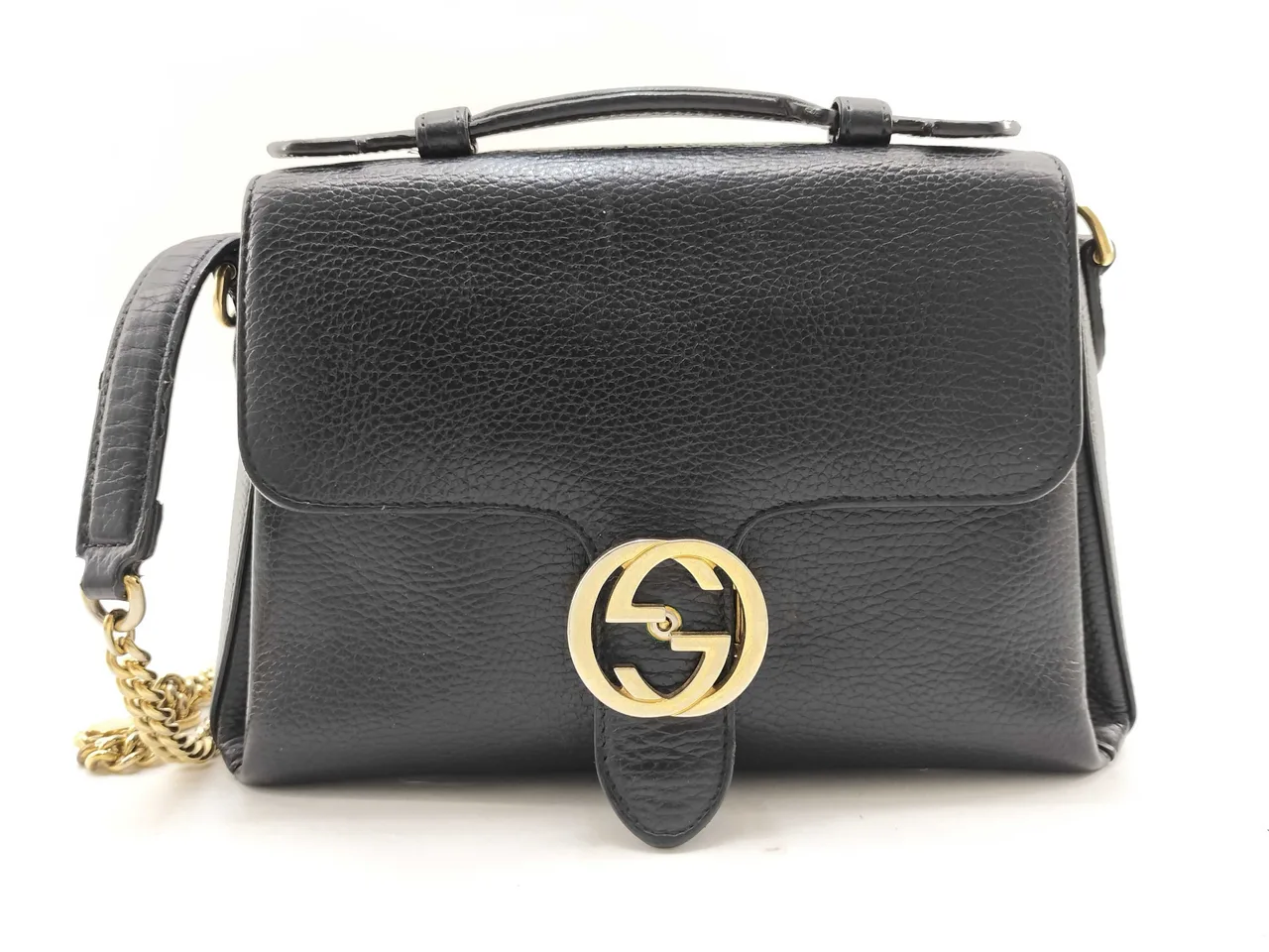 GUCCI PH-Gucci 互锁G皮革双向手提包 黑色51030 27厘米手提包