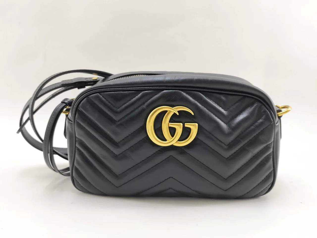 GUCCI Gucci GG Marmont 皮革链条单肩包 黑色447632单肩包