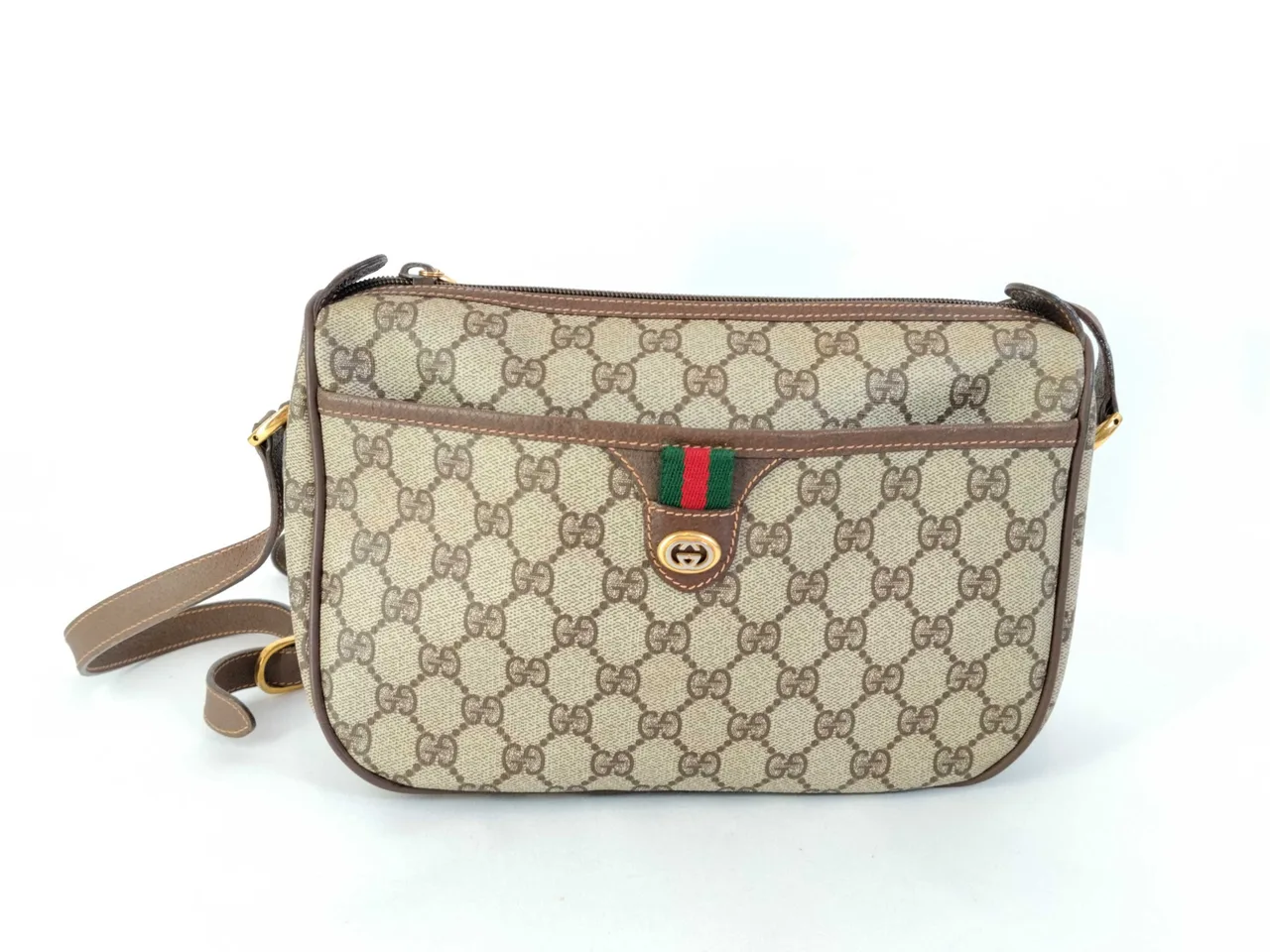 GUCCI GG 至尊单肩包 89.02.077 米色/棕色 W25cm 单肩包