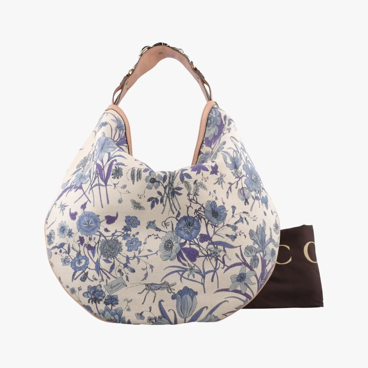 GUCCI Flora Wave 流浪汉蓝 x 白色帆布 x 皮革170014 A0502006手提包