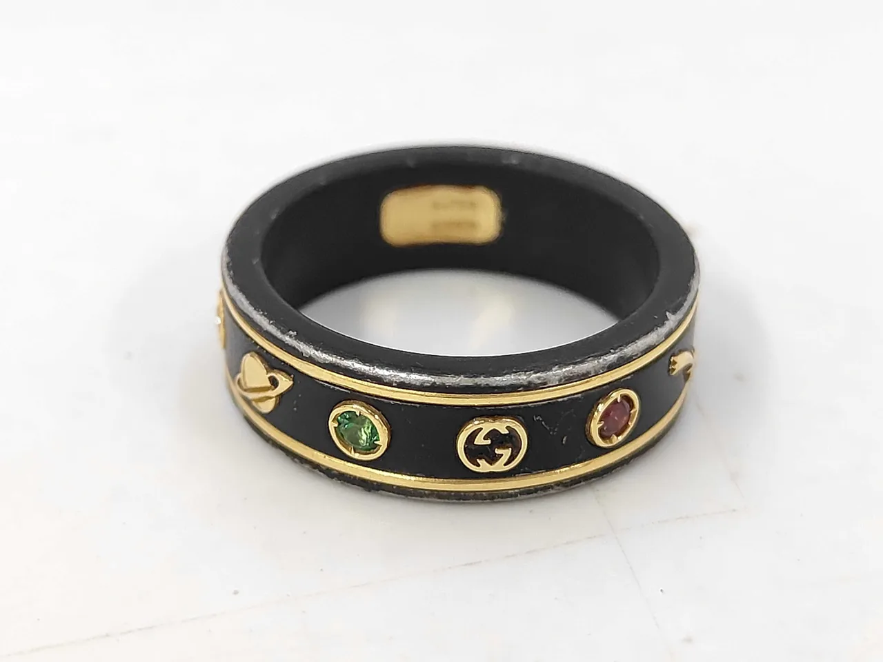 古驰 Gucci 宝石图标彩色宝石戒指 750 （YG） x 陶瓷 3.3克戒指