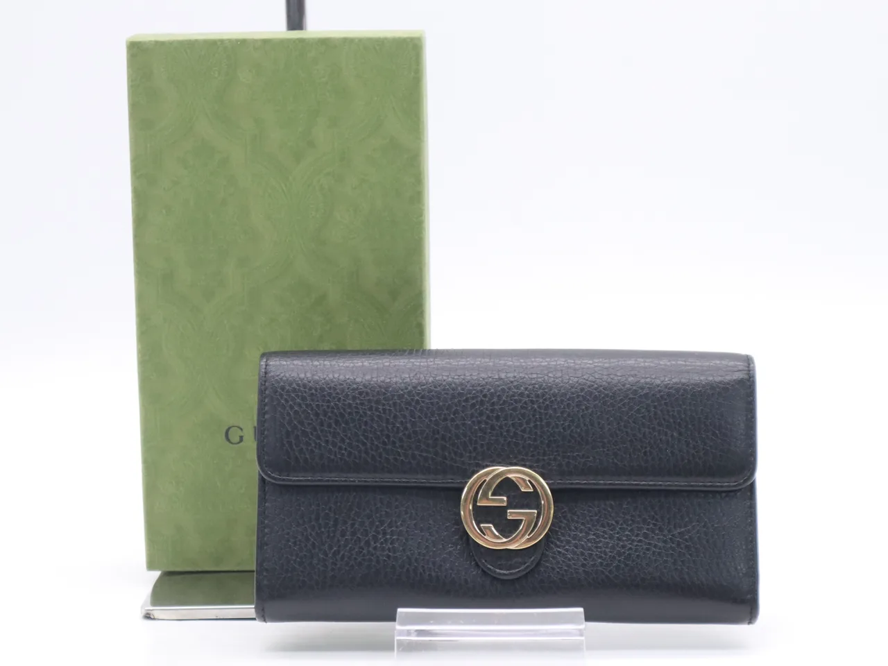 GUCCI 615524皮革互锁G大陆钱包黑色GD硬件带盒钱包