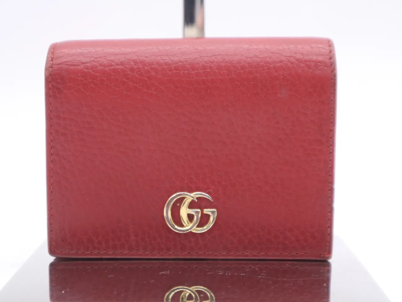 GUCCI 456126皮革 GG Marmont 双折钱包 红色 GD 硬件钱包