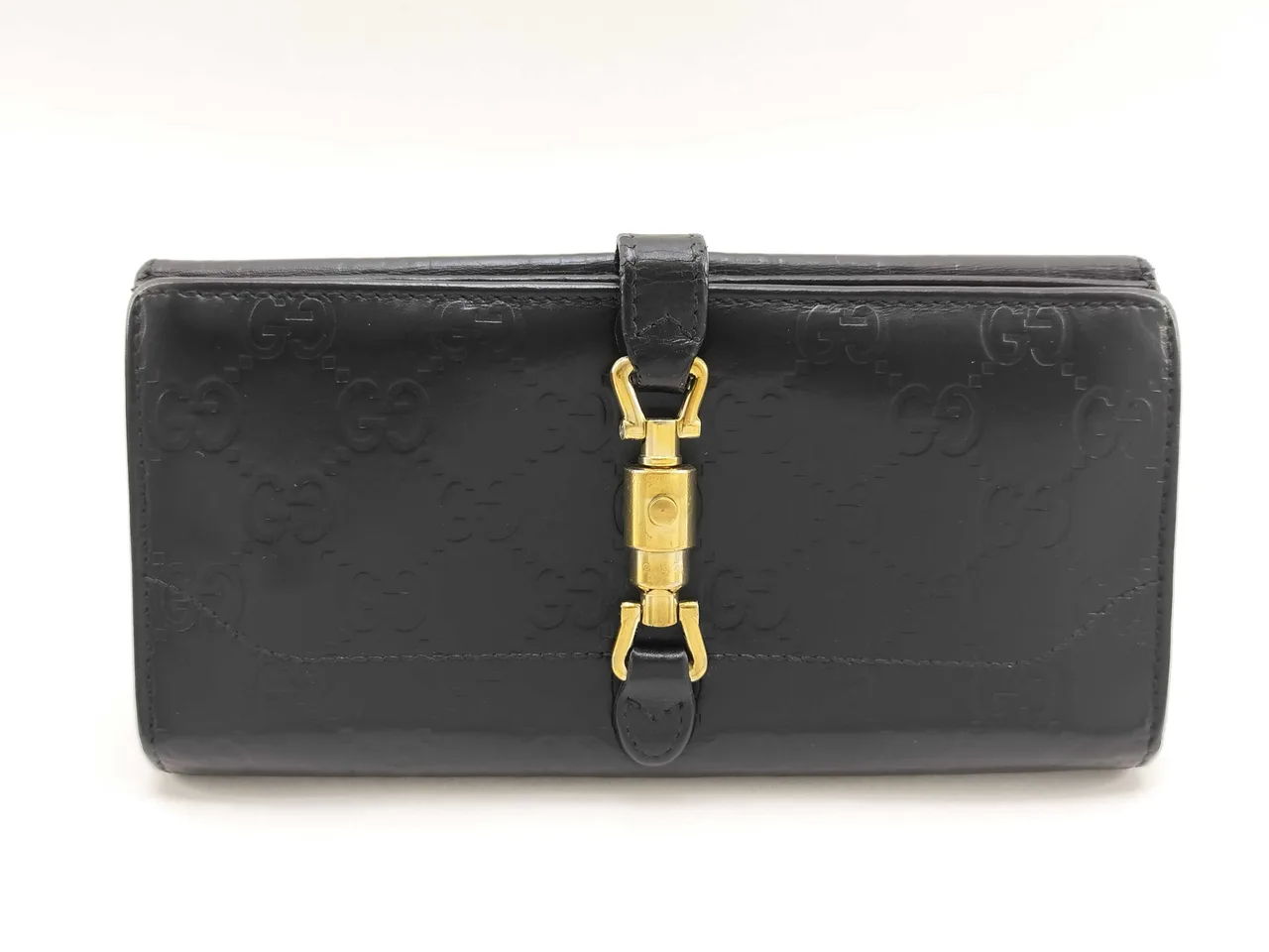 GUCCI Gucci Shima Gucci Shima 皮革新款 Jackie 长钱包 黑色序列号钱包