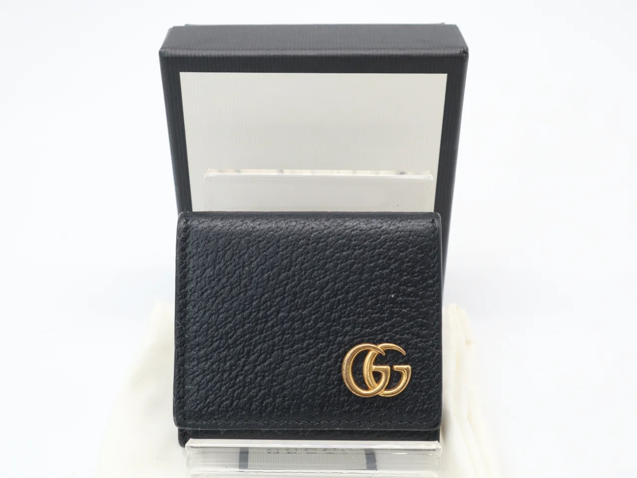 GUCCI 473959GG Marmont 皮革黑色，带盒装和储物袋硬币盒