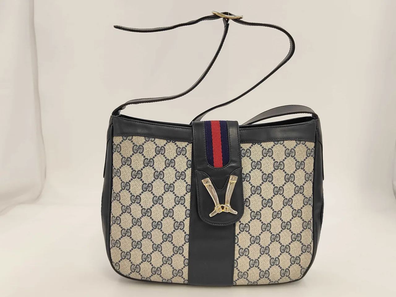古驰 Gucci GG Supreme Navy 单肩包