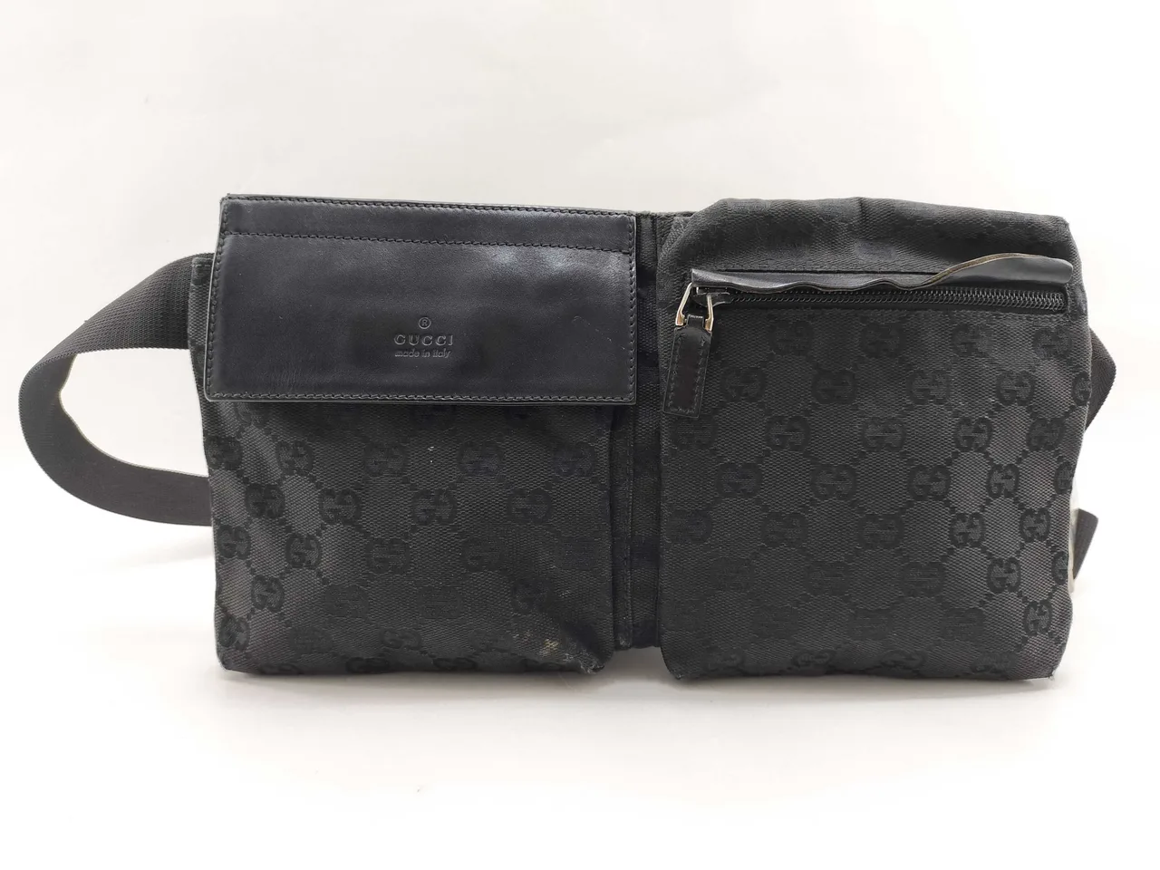 GUCCI GG 帆布 Gucci 帆布 x 皮革腰包 28566 200047 腰包
