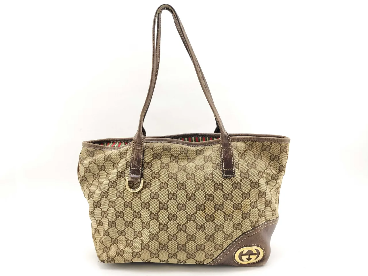 GUCCI GG 帆布 Gucci GG 帆布 x 皮革手提包 169964 493075 手提包