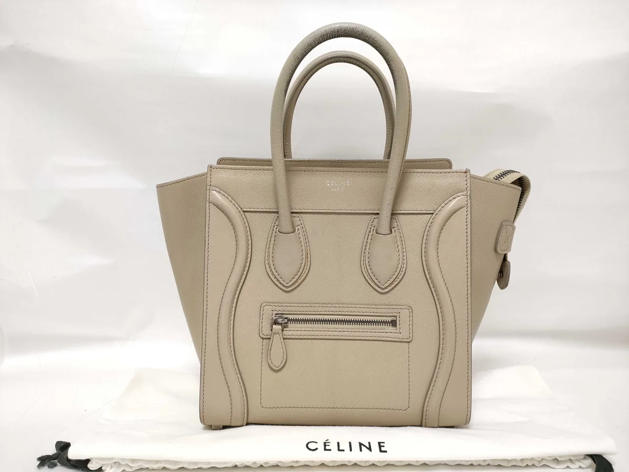CELINE行李微购者皮包米色手提包