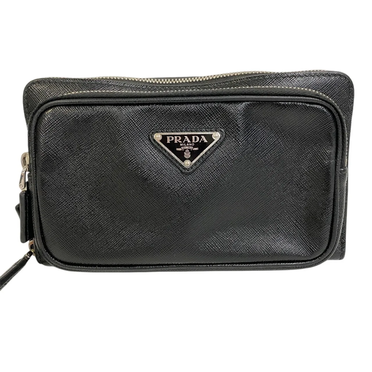 PRADA Prada 2VH156 腰包三角标志板 皮革身体包 黑牌单肩包