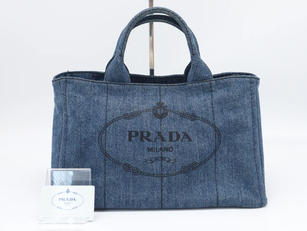 PRADA 1BG642 牛仔卡纳帕手提包蓝色，附保修手提包