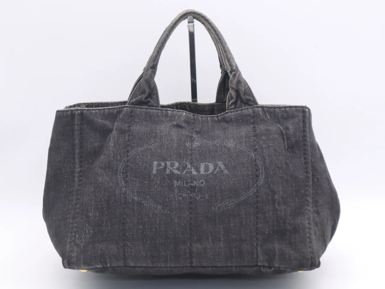 PRADA 牛仔卡纳帕手提袋 M 码 黑色手提包