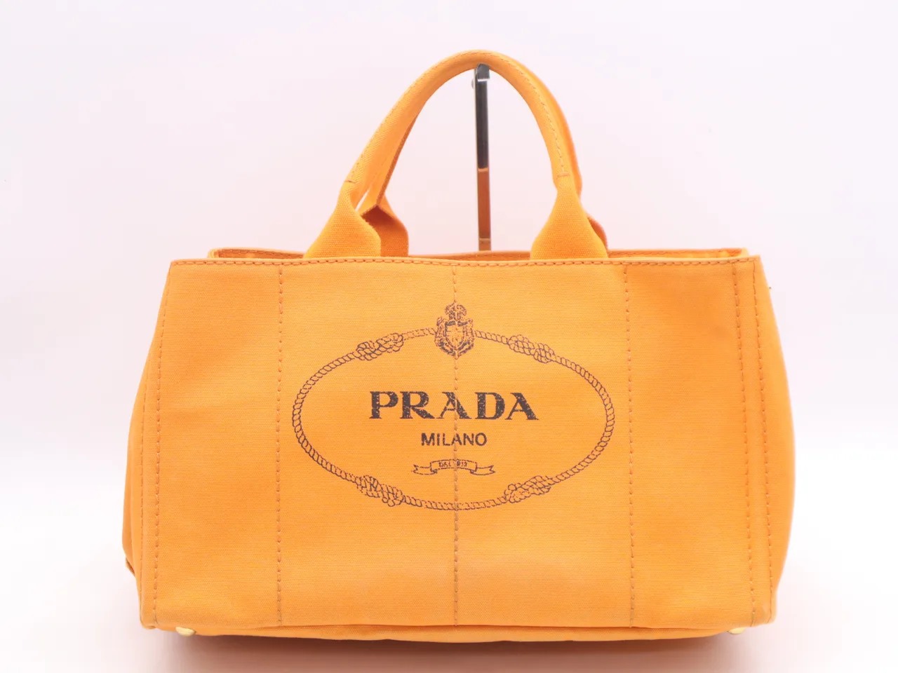 PRADA 帆布卡纳帕手提袋 L 码橙色手提包