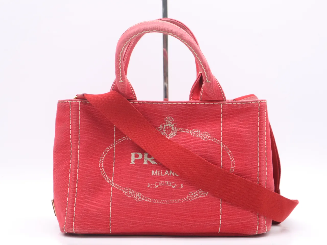 PRADA 帆布Canapa手提包MINI带肩带