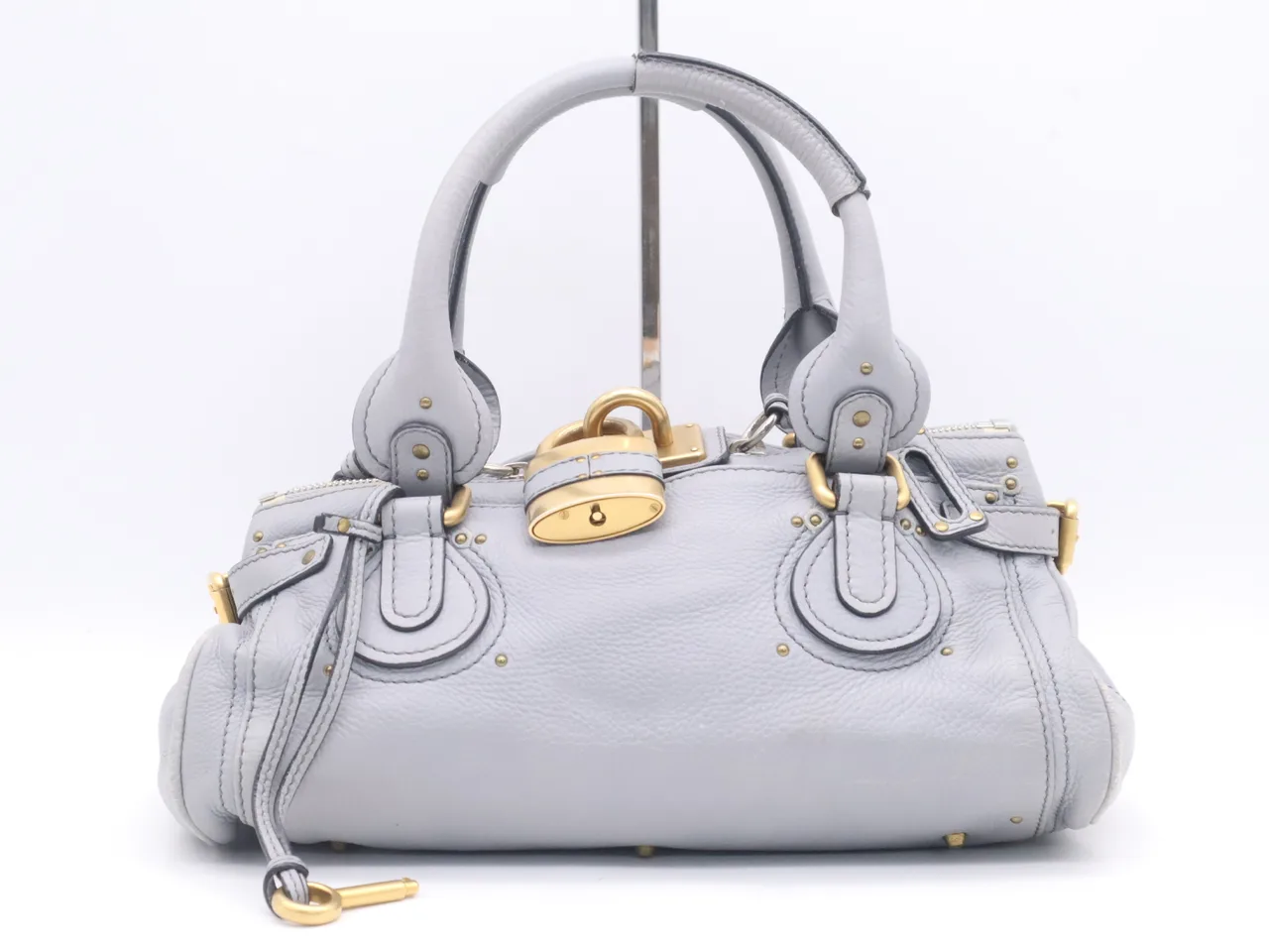 PRADA 皮革衬垫蓝灰色 GD Hardware 钥匙手提包