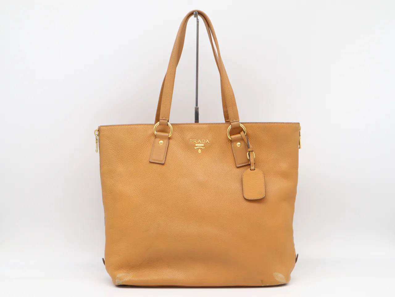 PRADA 皮革侧拉链棕色手提包