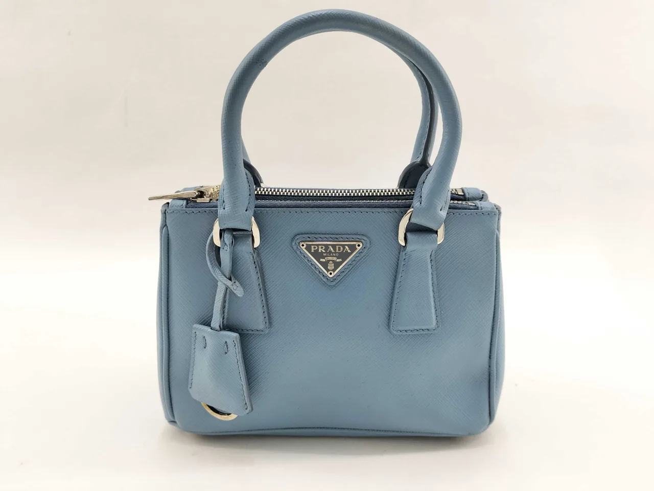 PRADA ID-Prada Saffiano Lux 牛皮双向手提包 蓝色 1BA906 仅包包