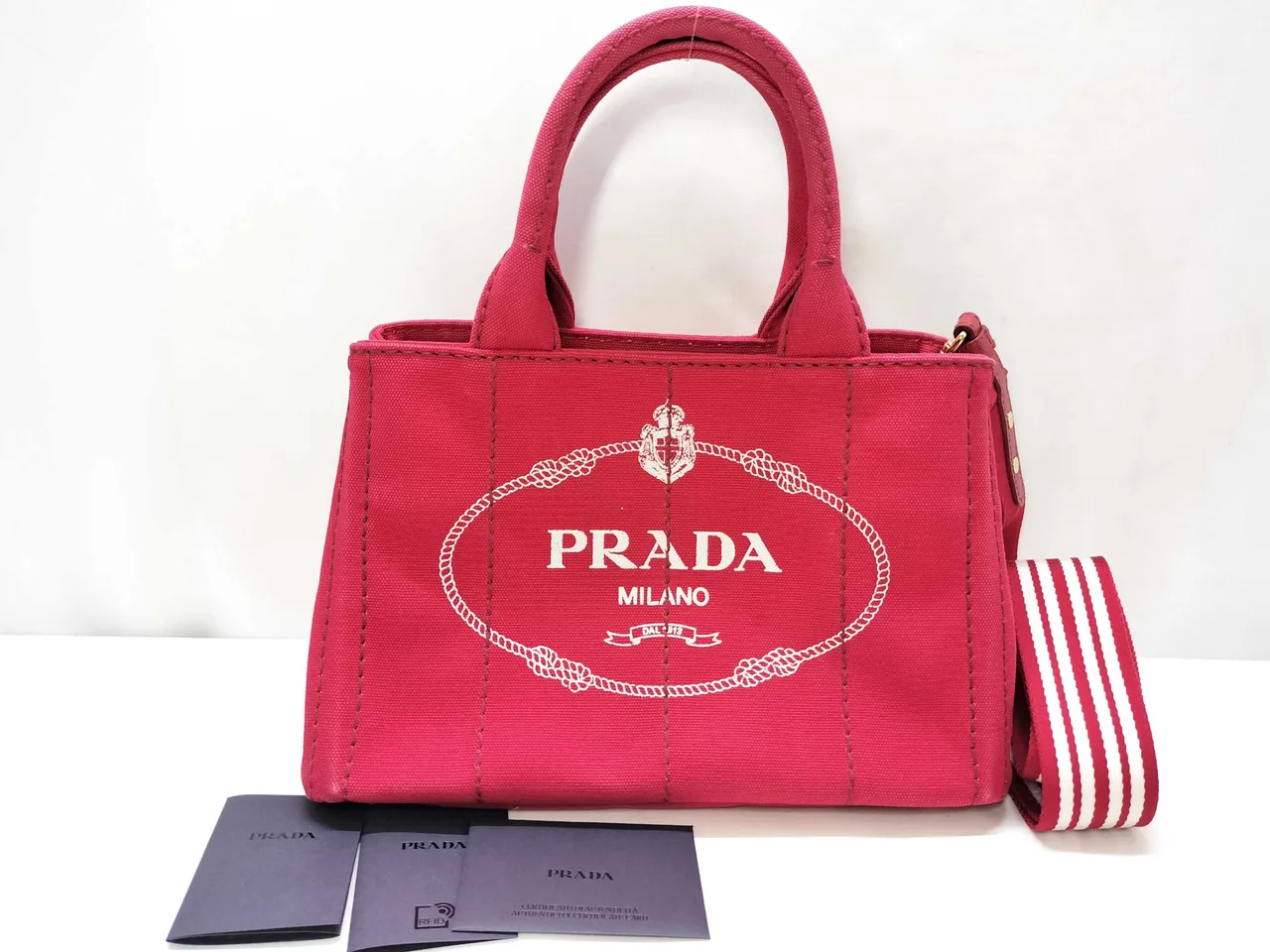 PRADA 加拿大帆布双向手提包红色 1BG439 手提包