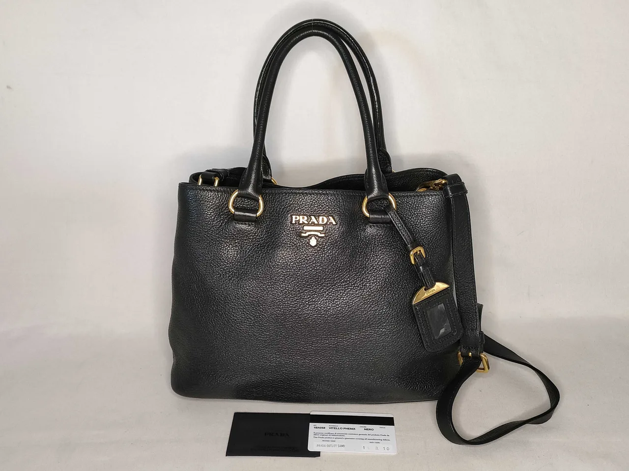 PRADA Vittero 凤凰皮革双向手提包 黑色 1BA058 手提包