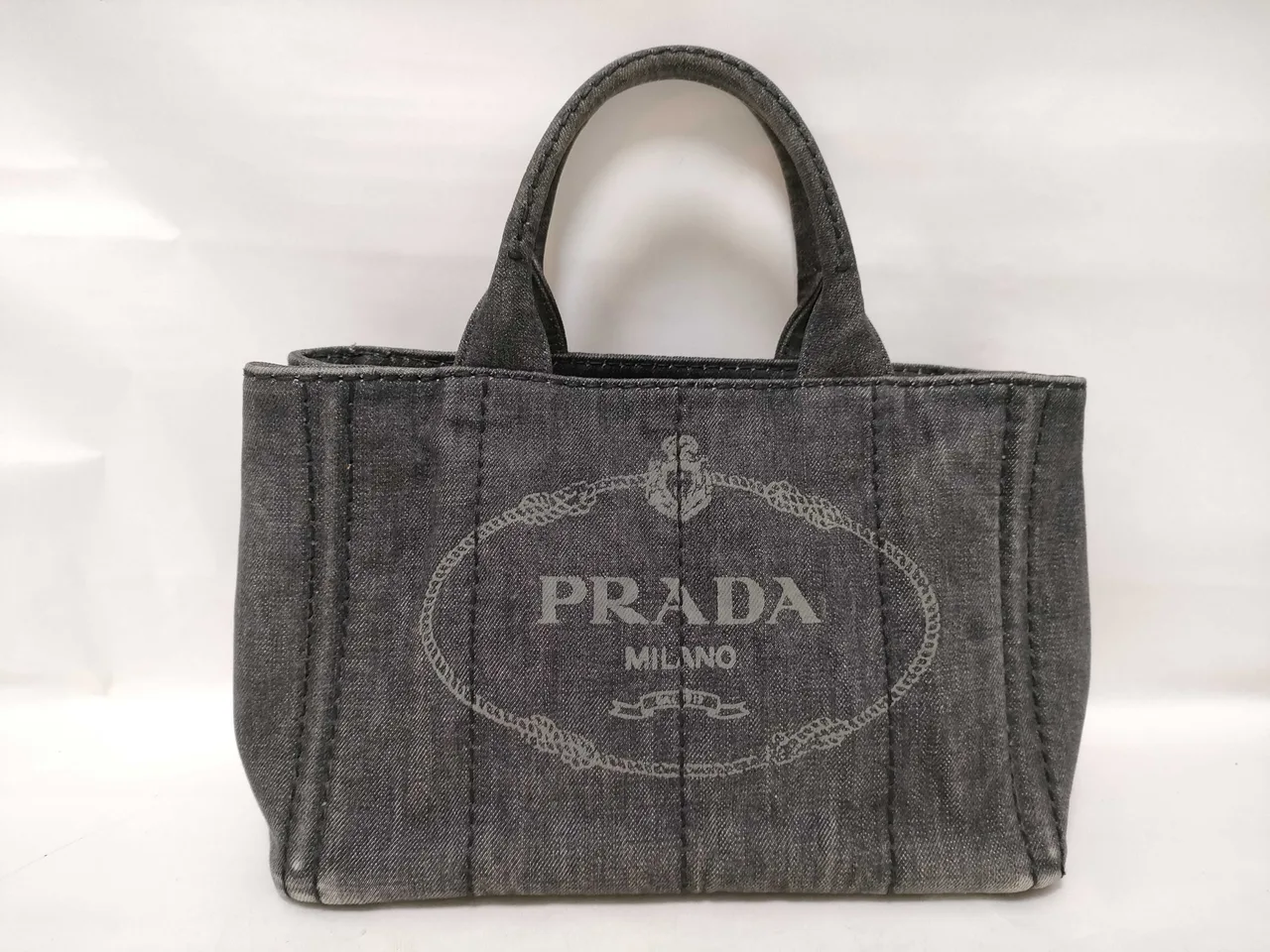 PRADA Kanapa 牛仔布双向手提包 黑色 1BG439 无肩包