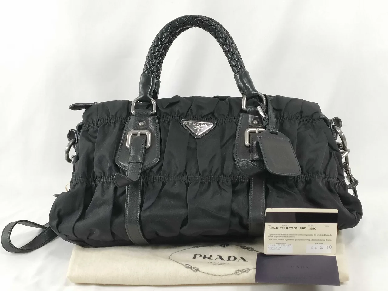 PRADA PRADA 手提包 双向尼龙黑色手提包