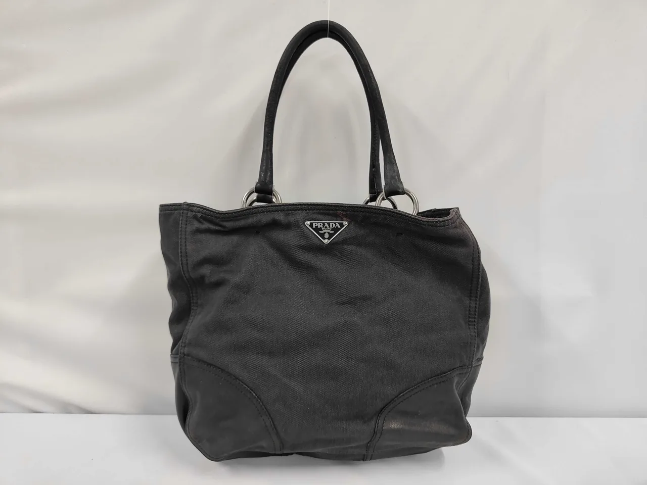 PRADA PRADA Prada 三角板牛仔皮手提包 意大利制造 手提包 肩包
