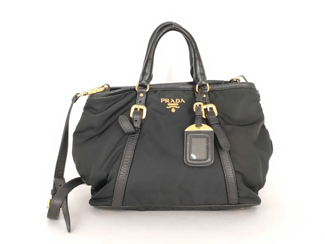 PRADA 尼龙普拉达 Pocono 金色尼龙五金双向手提包