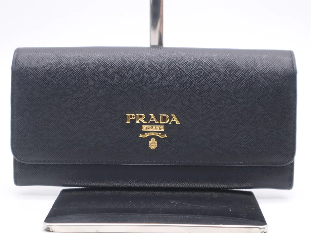 PRADA 1MH132 黑色双折叠皮革 GD 硬件长钱包