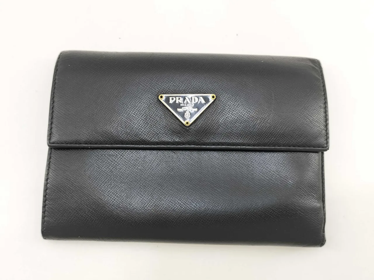PRADA 皮革三折钱包 黑色钱包