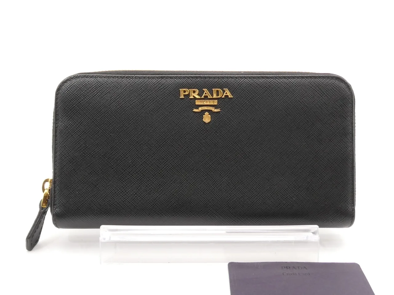 PRADA标志萨菲亚诺圆形拉链钱包