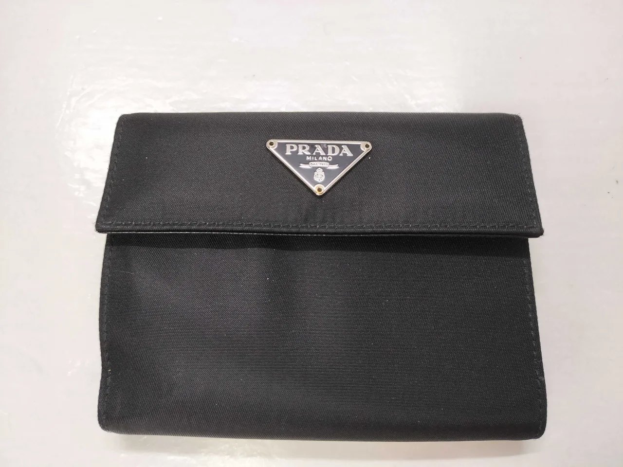 PRADA 尼龙普拉达双折叠钱包 尼龙黑色 M523 配件：盒装和G卡钱包