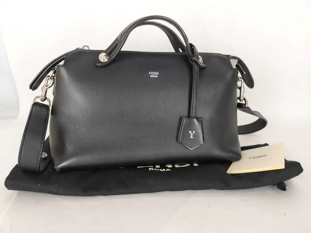 FENDI Fendi通过The Way中号皮革双向手提包，黑色8BL124手提包